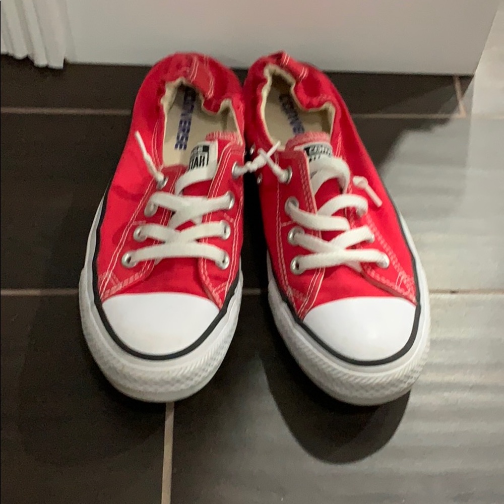 Converse red slip ons